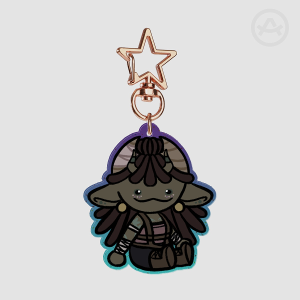 Cas Sitting Glitter Acrylic Keychain