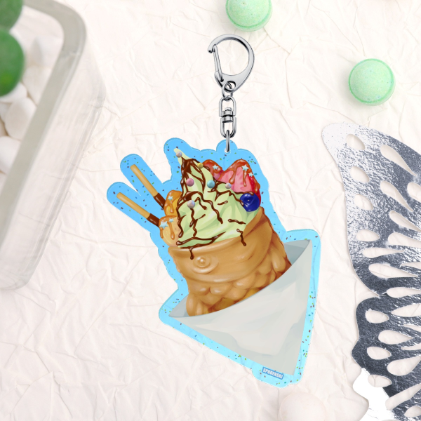 Taiyaki Ice Cream - Glitter Acrylic Keychains