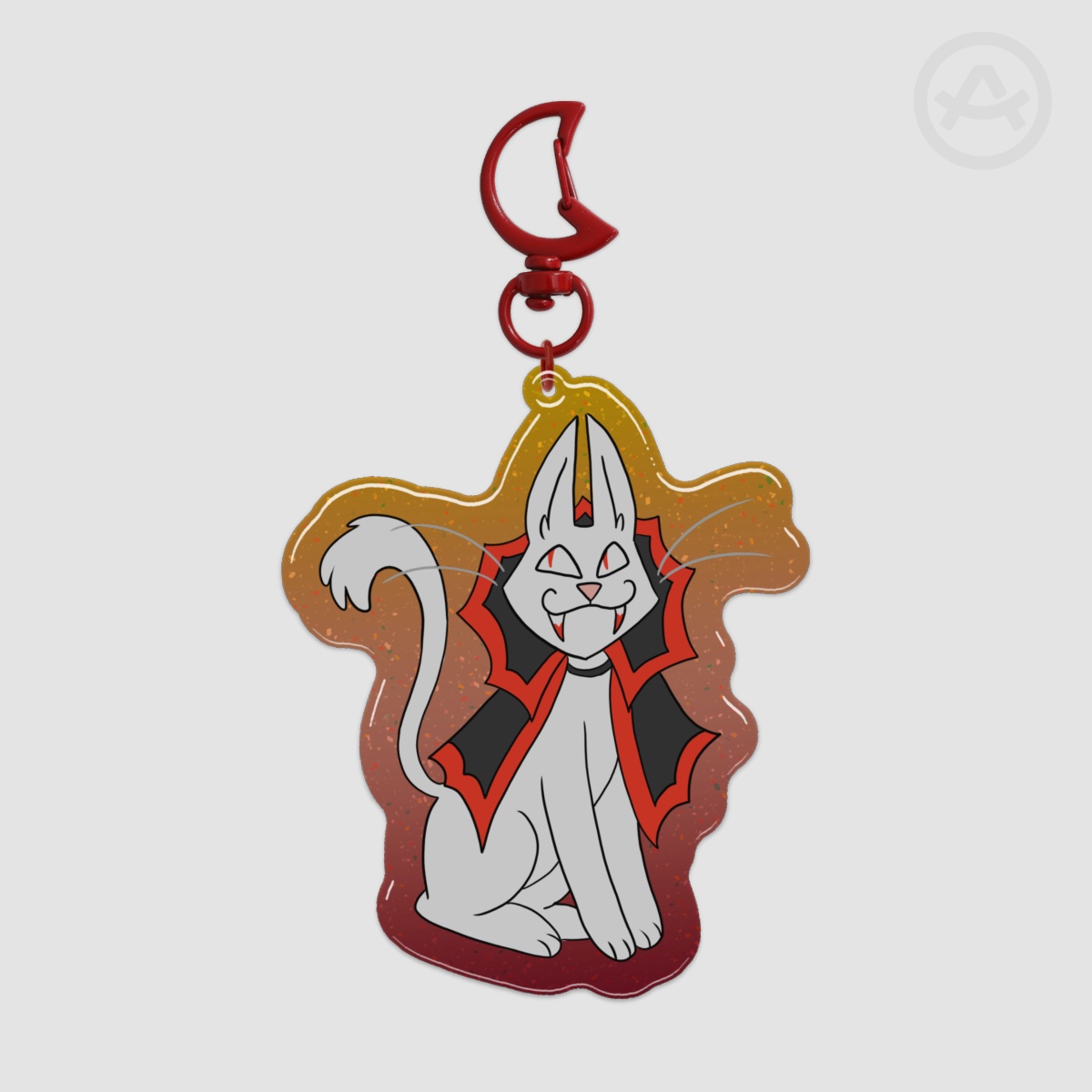 Vampire Kitty - Glitter Epoxy Acrylic Keychain