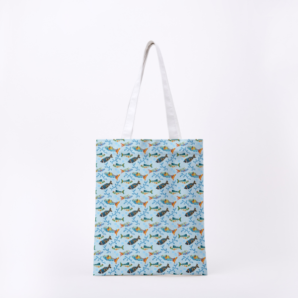 Fish Seamless Pattern Colorful Ocean || Full-print Canvas Tote Bag