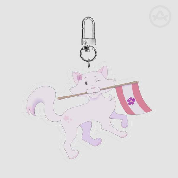 Sapphic Pride Flag Kitty Acrylic Keychain