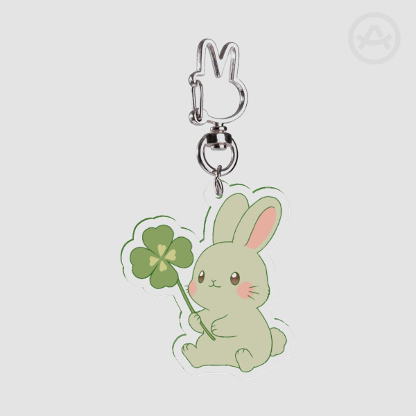 Clover Rabbit Clear Acrylic Keychain