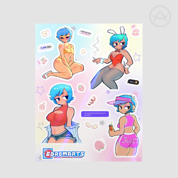 Mint pinup sticker sheet
