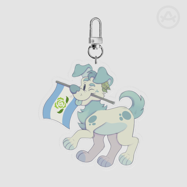 Achillean Pride Flag Puppy Acrylic Keychain