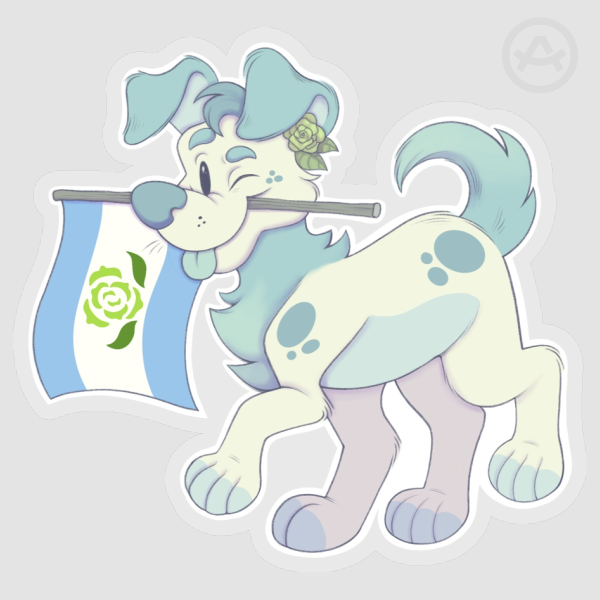 Achillean Pride Flag Puppy Vinyl Sticker