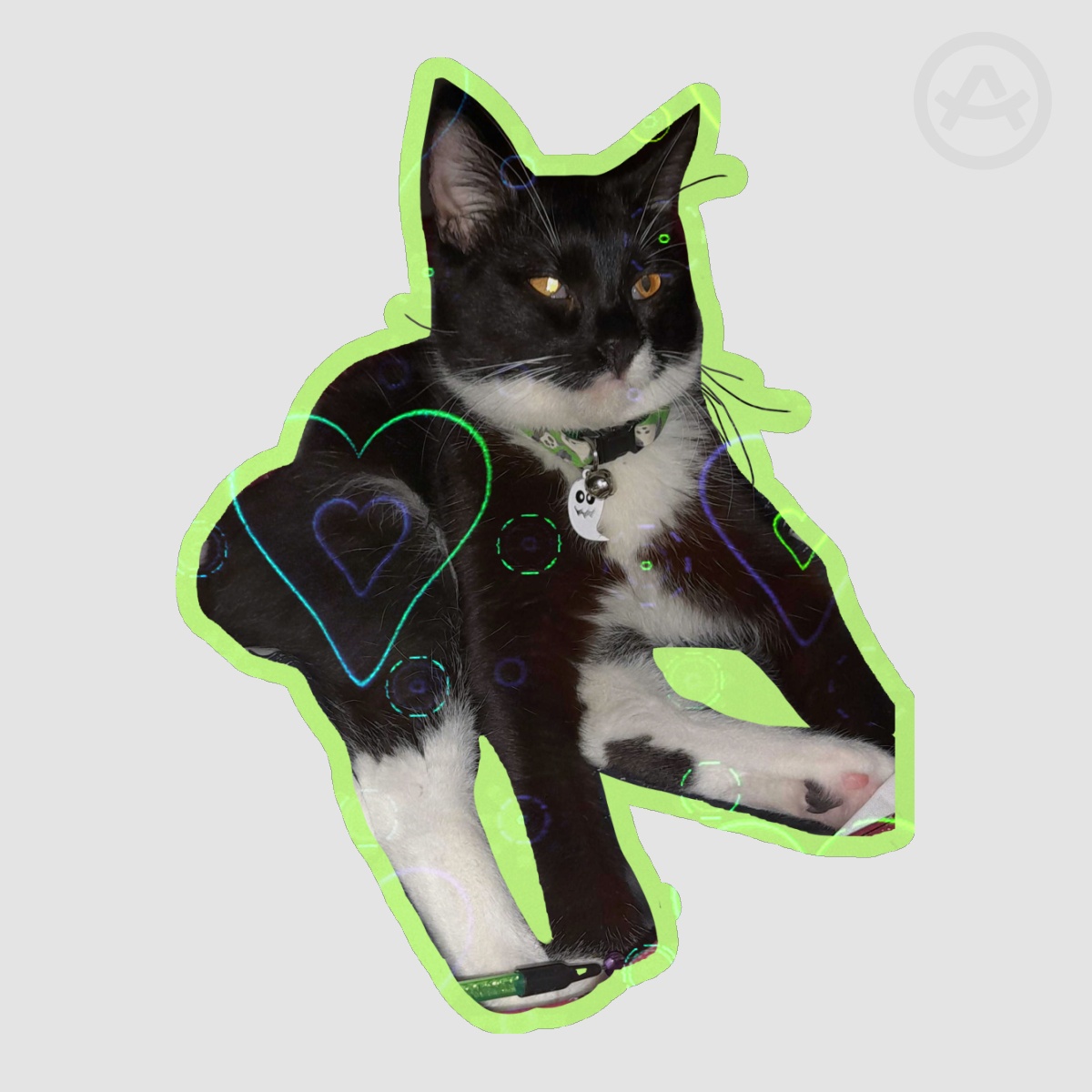 GHOST SITTING Colored Edge Die Cut Stickers