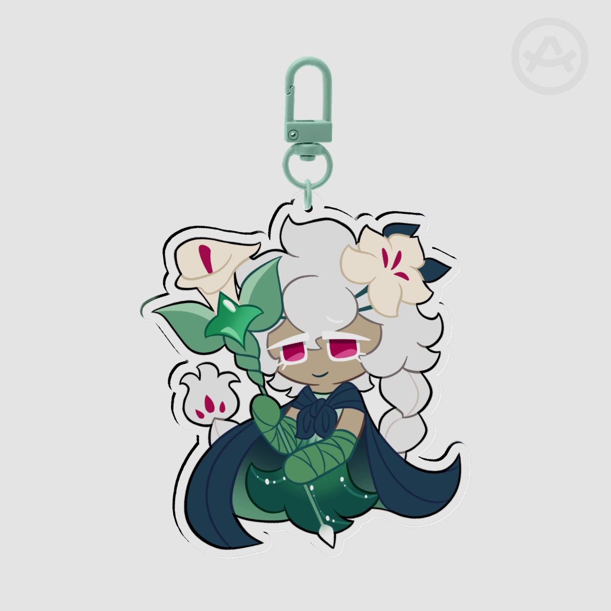 White Lily Cookie Keychain