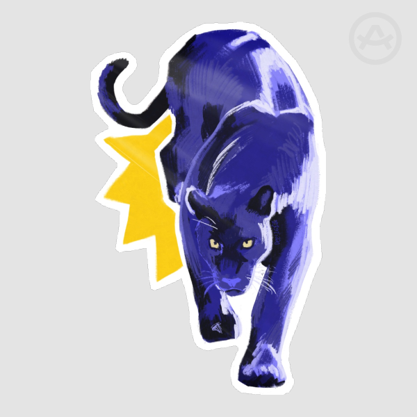 blue panther on white background