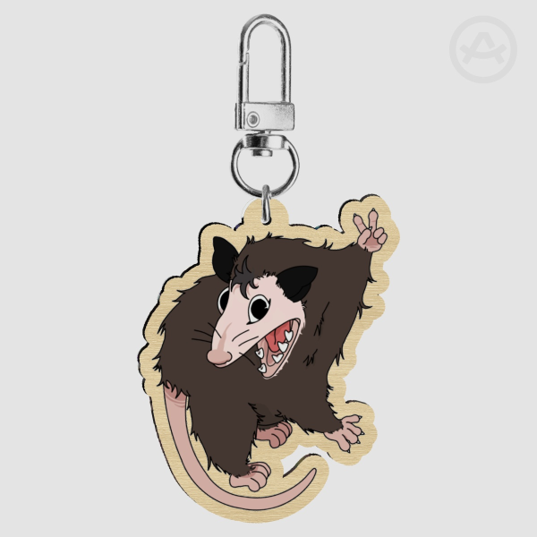 Cuca the Possum Wood Keychain