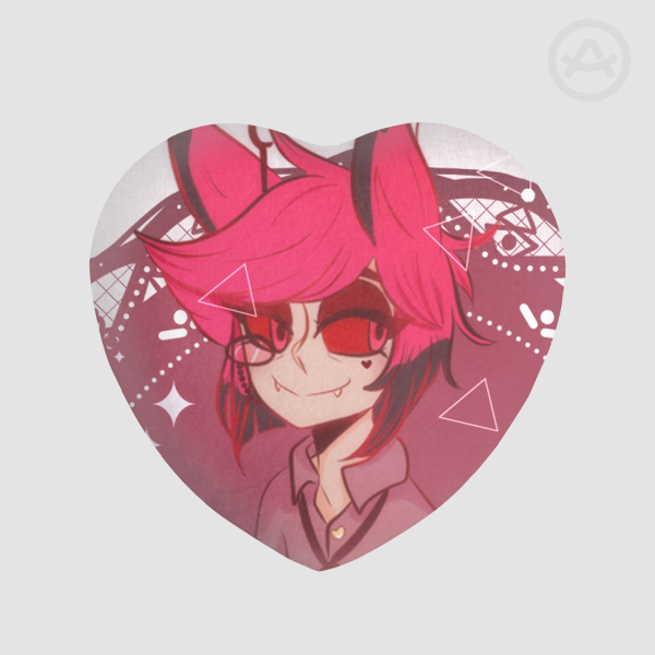 Heart shaped Alastor plush badge