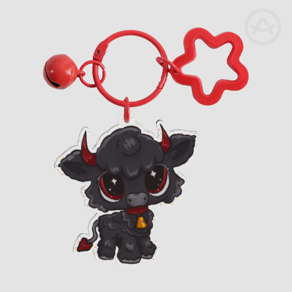 Devil Cow Glitter Acrylic Keychain