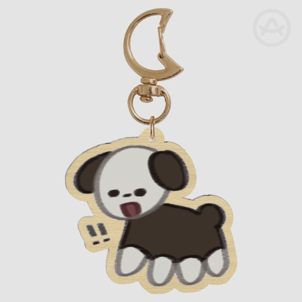 Little Dog Wood Keychain
