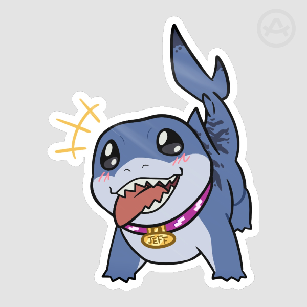 Happy lil Jeff the Land Shark Die Cut Sticker!