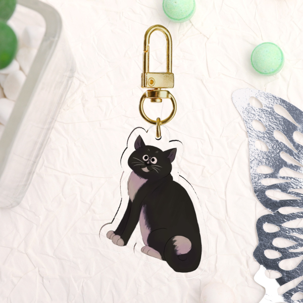 Tuxedo Cat Acrylic Keychain