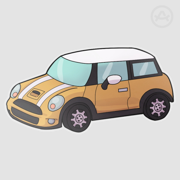 Yellow Mini Cooper sticker