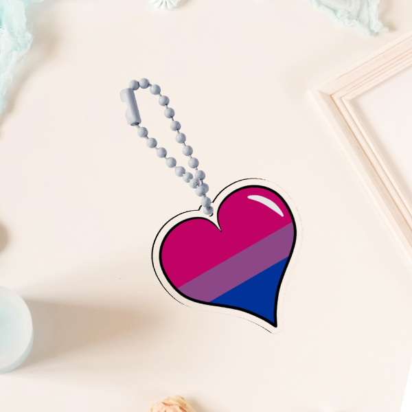 Bisexual Heart Keychain