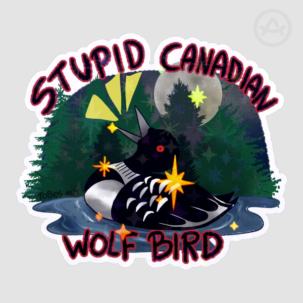 Canadian Wolf Bird Heated Rivarly Die Cut Star Holographic Stickers
