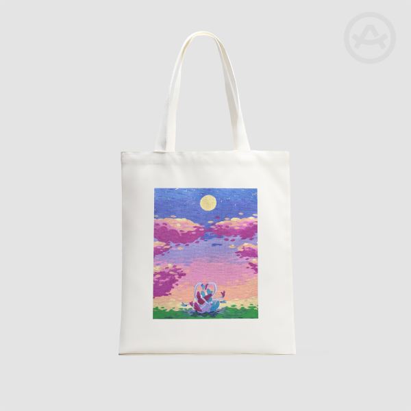 Horizontal Part-print Canvas Tote Bags - 13.7″x15.7″(35x40cm)