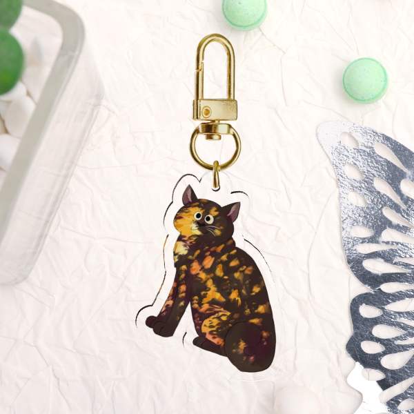 Tortoiseshell Cat Acrylic Keychain