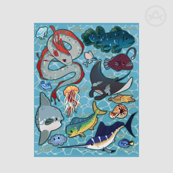Marine Creatures Sticker Sheet