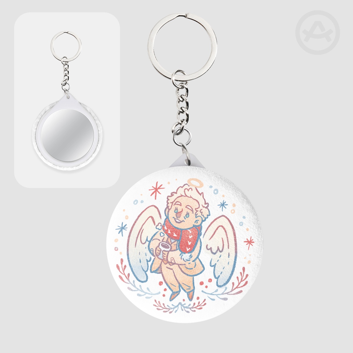 Aziraphale | Plush Badge Mirror Keychains