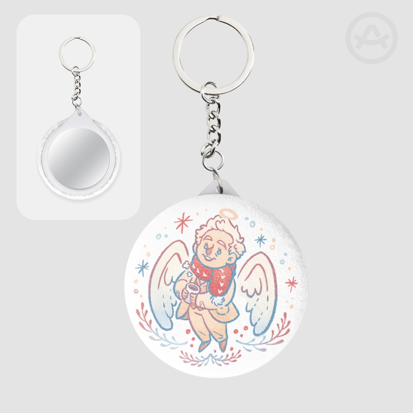 Aziraphale | Plush Badge Mirror Keychains
