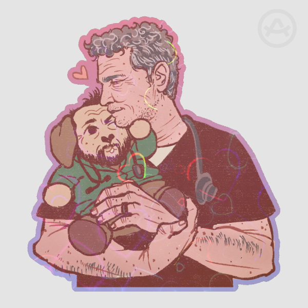 "Pup Rabbot" Die Cut Holo Hearts Sticker