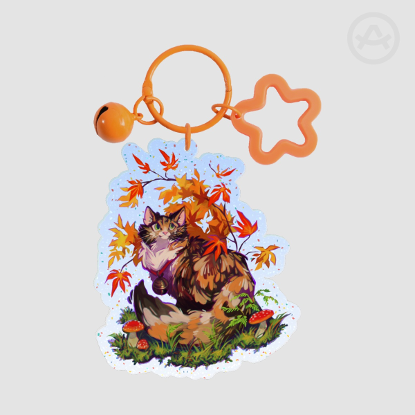 Autumn Cat Colored Edge Acrylic Keychain