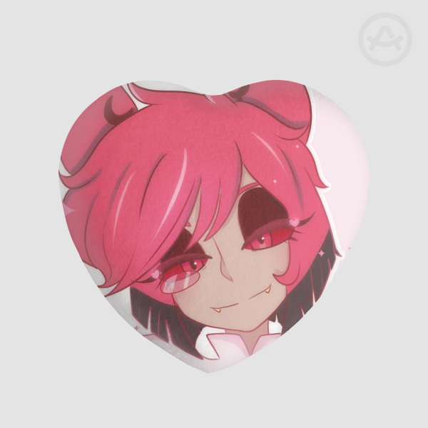 Alastor heart shaped plush badge