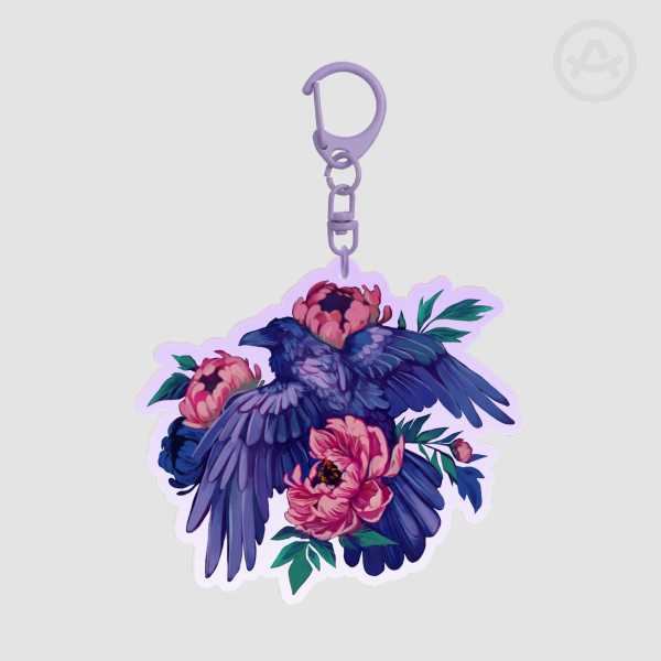 Crow Colored Edge Acrylic Keychain
