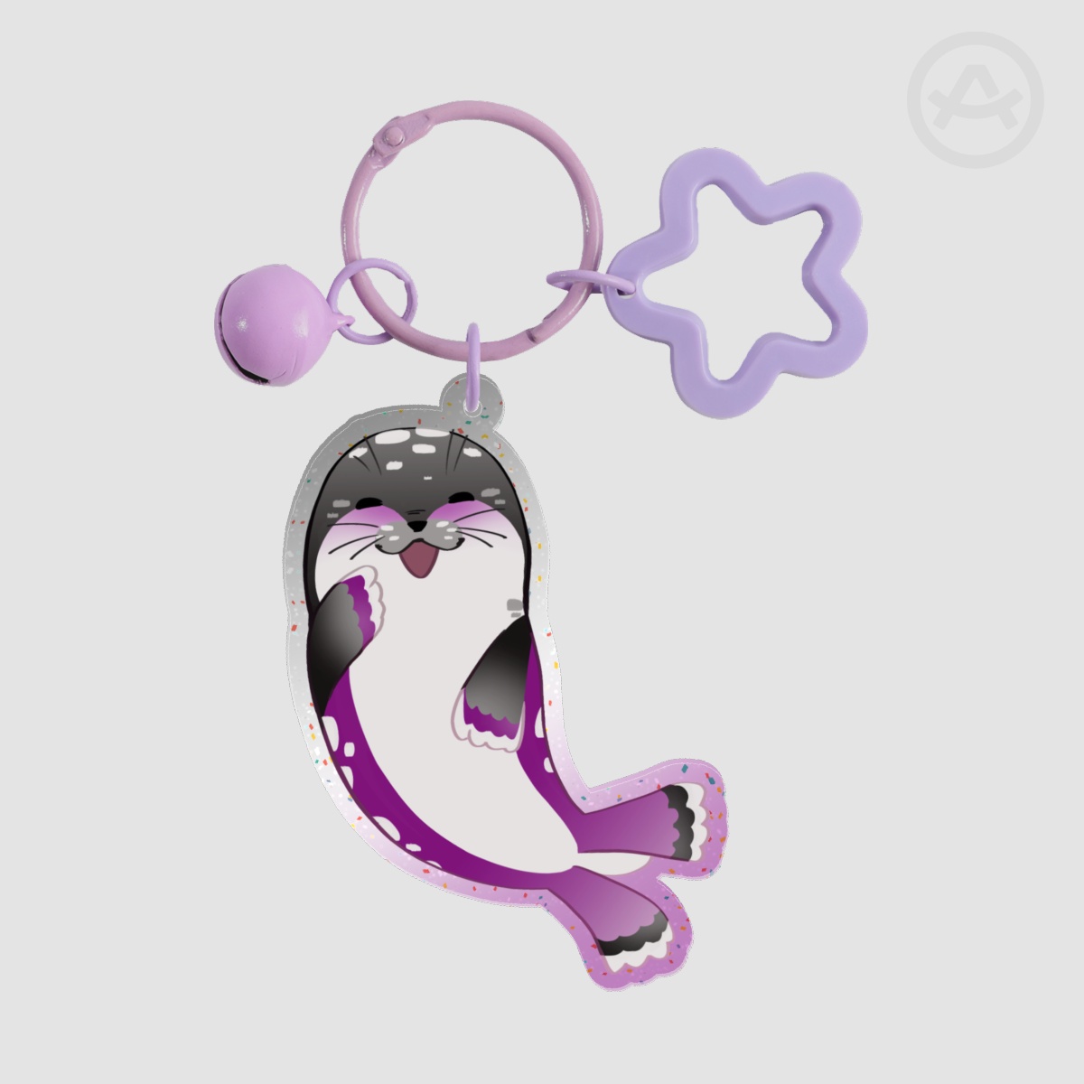 Asexual Seal Glitter Acrylic Keychain