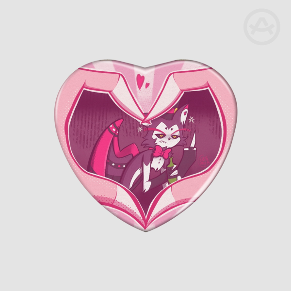 Hazbin Hotel Husk Love HuskerDust Heart Shape Holographic Badges