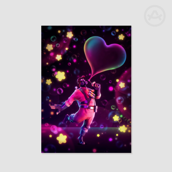 Pyro Rainbow Heart Bubble A5 Poster