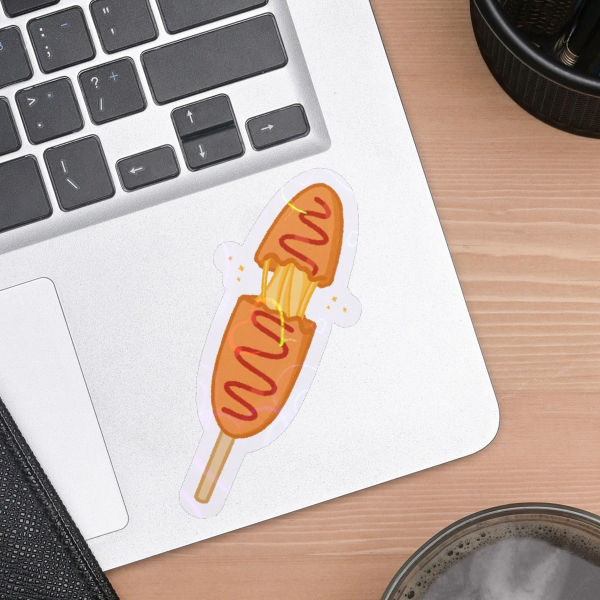 cheesy corndog - Die Cut Sticker