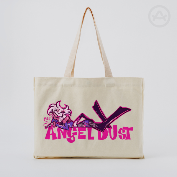 Hazbin Hotel Angel Dust Bratz Vertical Part-print Canvas Tote Bags - 16.9″x12.6″x3.1″(43x32x8cm)