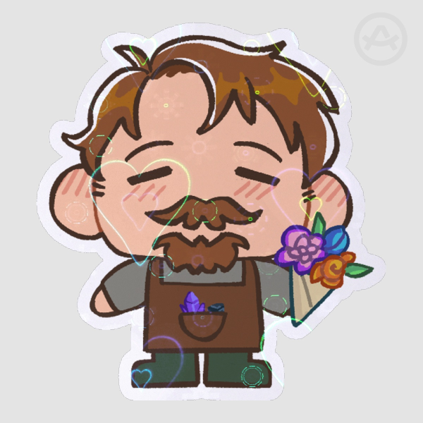 Clint Stardew Valley Romanceable Bachelor Bachelorette Heart Holo Die Cut Sticker