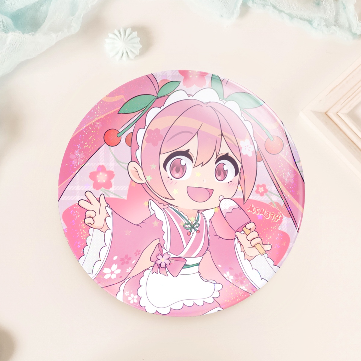 Button Pin ~ VOCALOID: Sakura HATSUNE MIKU - Wafuu Kissa Ver. (01)