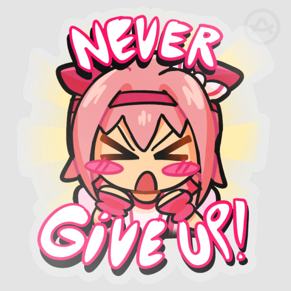 "NEVER GIVE UP!" - Umamusume || Haru Urara Sticker