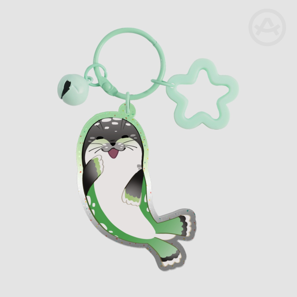 Aromantic Seal Glitter Acrylic Keychain