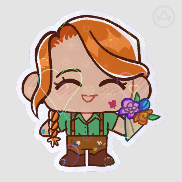 Leah Stardew Valley Romanceable Bachelor Bachelorette Heart Holo Die Cut Sticker