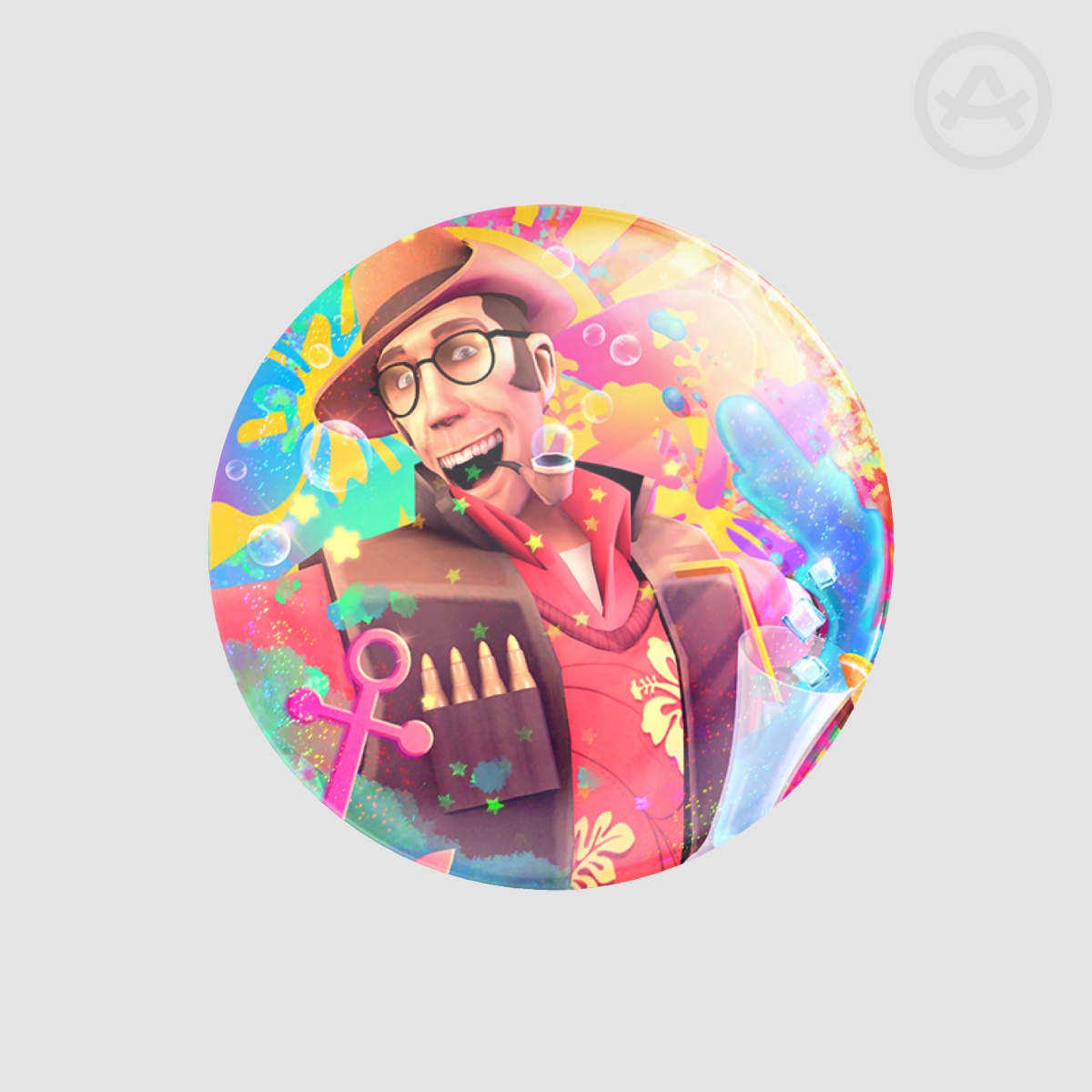 Sniper Happy Summer Badge (Sand Star Holo)
