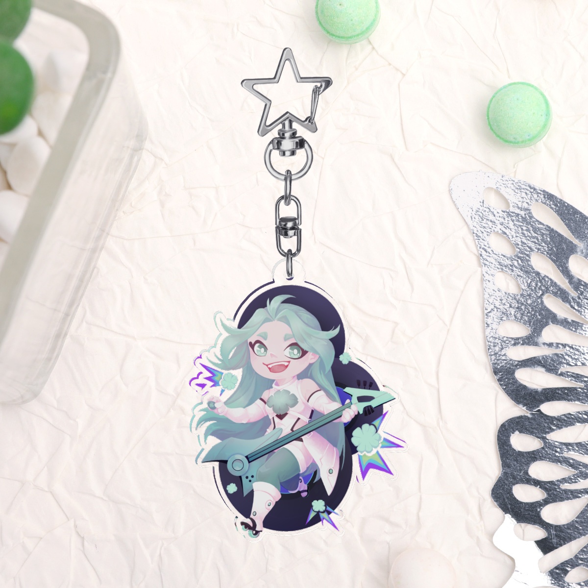 Lucky Cyan Chibi Keychain