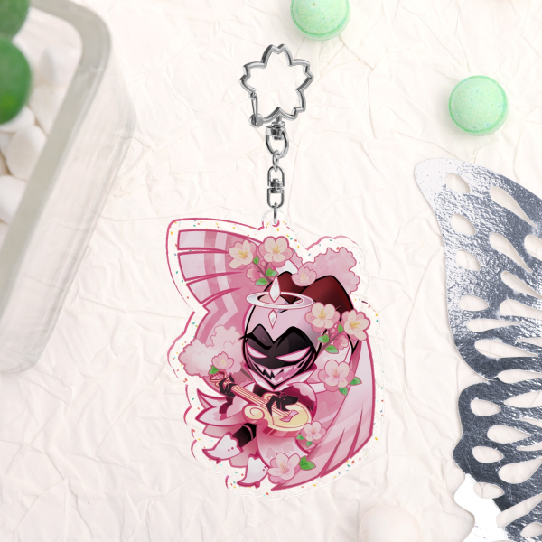 Hazbin Hotel Cherry Blossoms Adam Glitter Acrylic Keychains