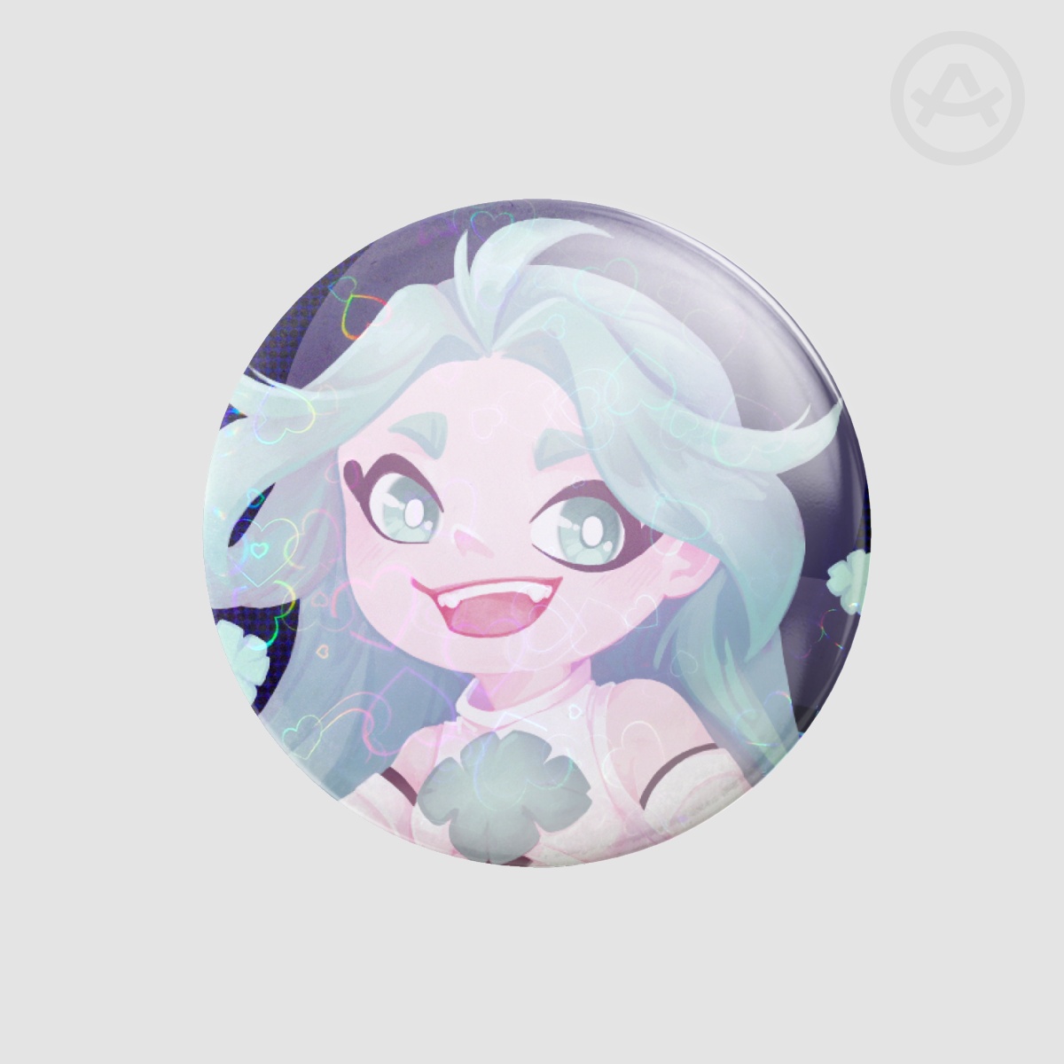 Lucky Cyan Chibi Button Pin