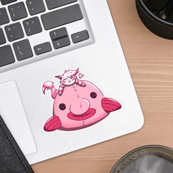 Kitten Angel and Blobfish Clear Sticker