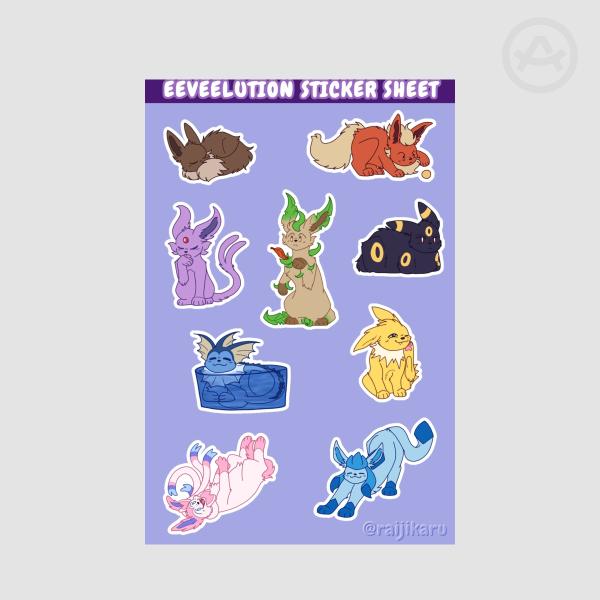 Cat Eeveelutions Sticker Sheet
