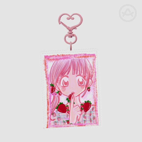 Pink Girl Clear Acrylic Keychains