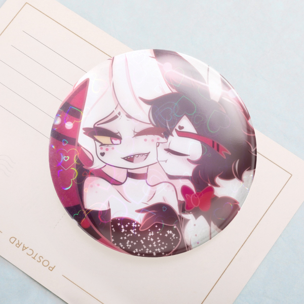 Husk and Drag queen Angel round badge