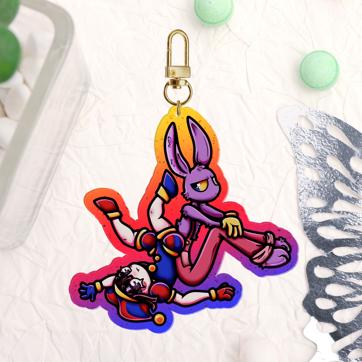 The Amazing Digital Circus Jax & Pomni Coloured Edge Acrylic Keychain