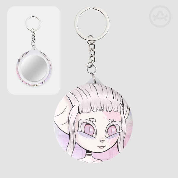 Lotus Plush Badge Mirror Keychain